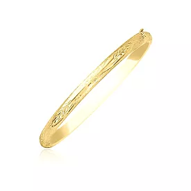 10k Yellow Gold Botanical Pattern Florentine Bangle