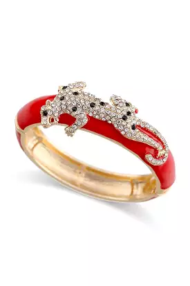 A LIL LEOPARD GOES A LONG WAY BANGLE RED