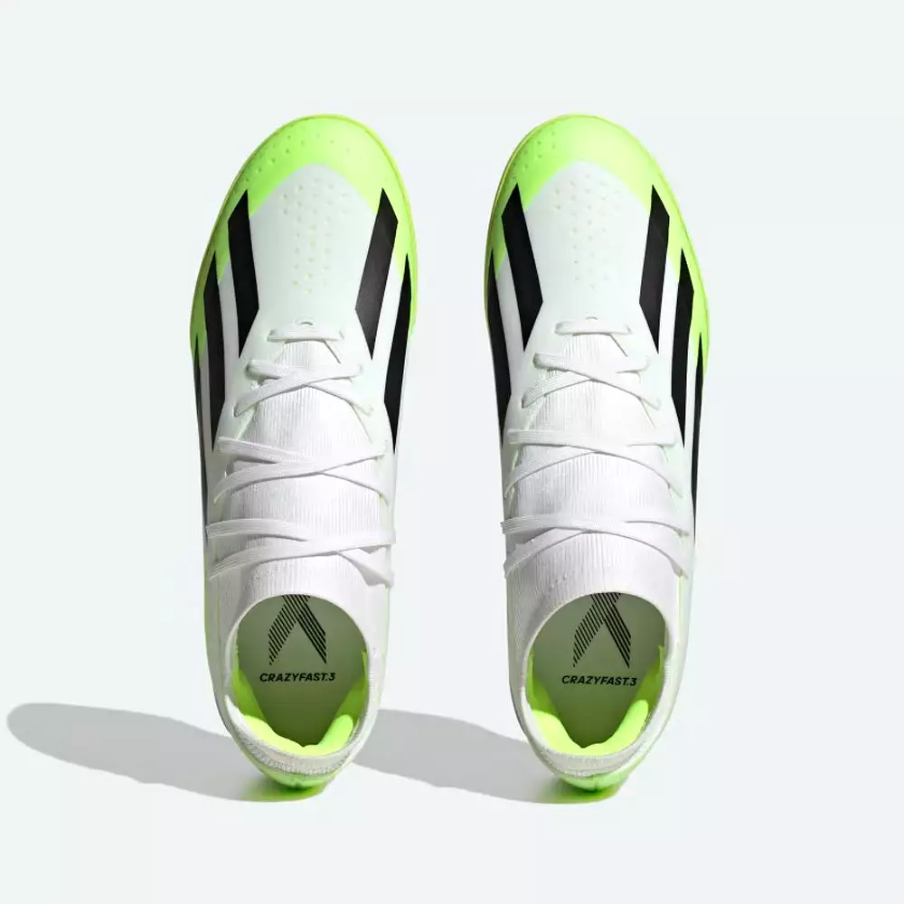 Adidas X Crazyfast.3 IN Football Boots (White/Black/Lucid Lemon)