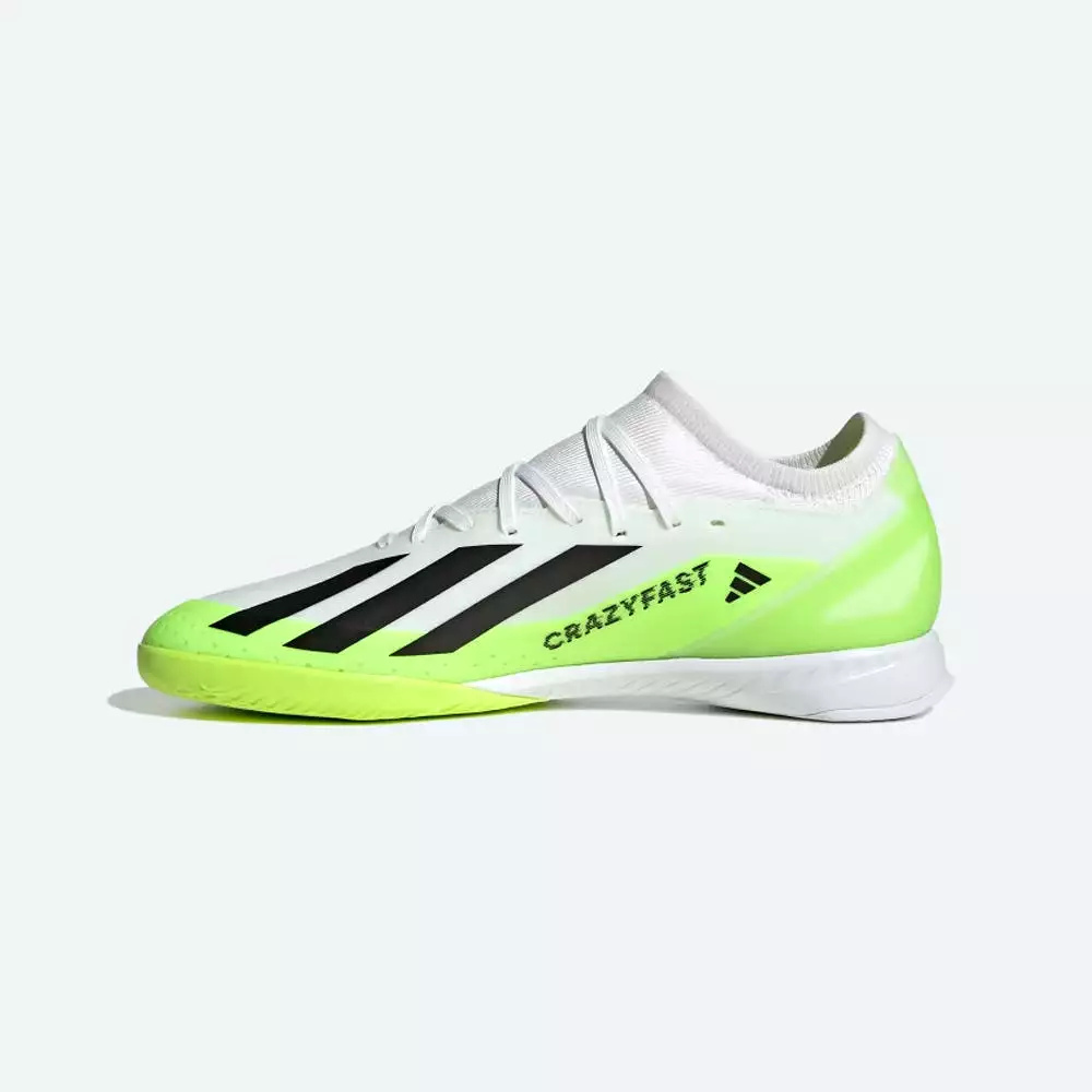 Adidas X Crazyfast.3 IN Football Boots (White/Black/Lucid Lemon)