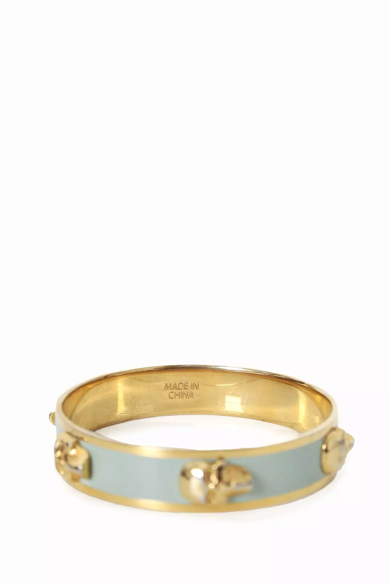 Alexander McQueen Gold Tone Blue Skull Bangle