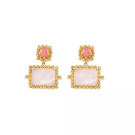 Bianc Franca Rose Quartz Gold Earrings