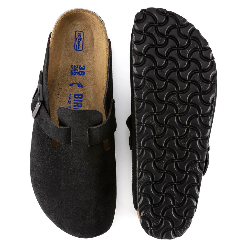 Birkenstock Boston Soft Footbed - Black Suede