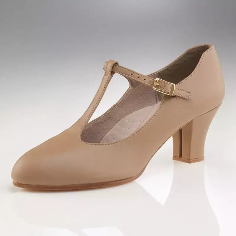 Capezio Jr. Footlight T-Strap Character Shoes - Caramel