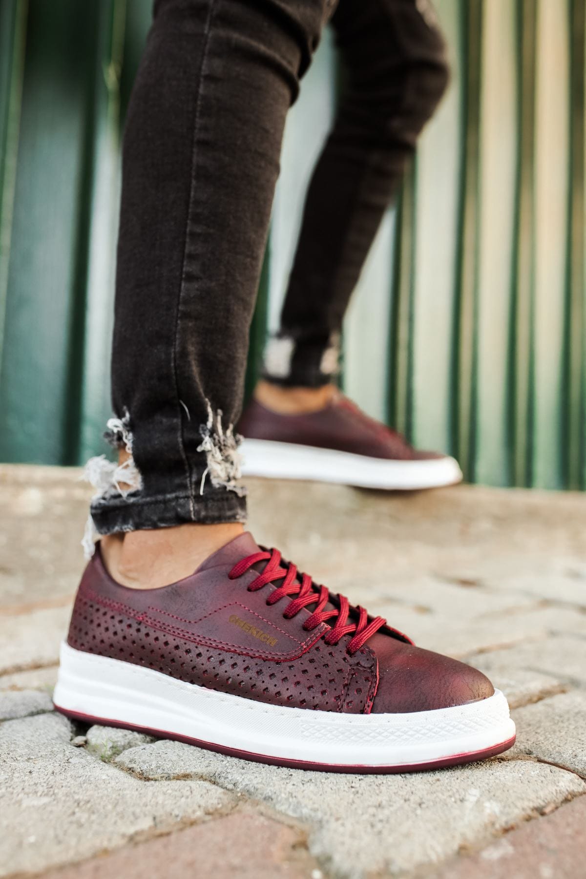 Chekich Men's Lace-up Claret Red Shoes ch043