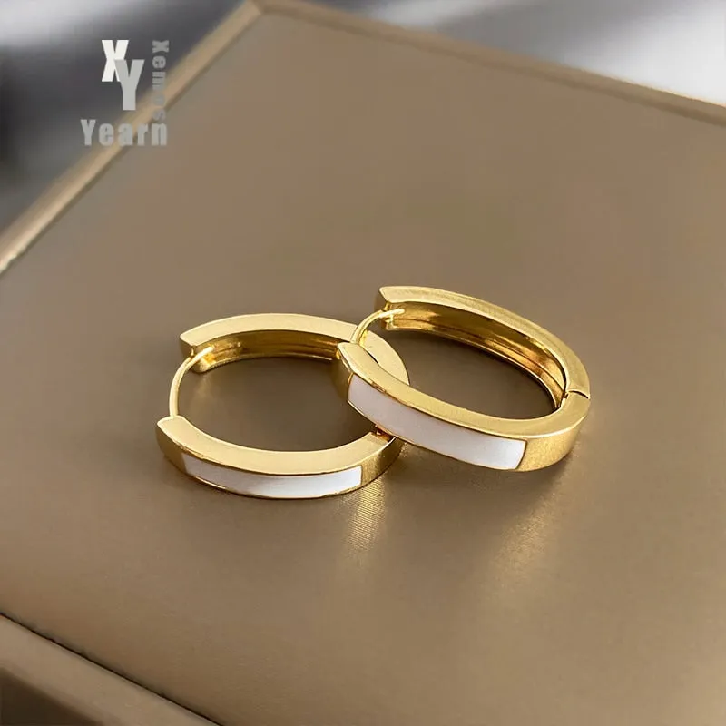 Copper Alloy Smooth Metal Hoop Earrings For Women