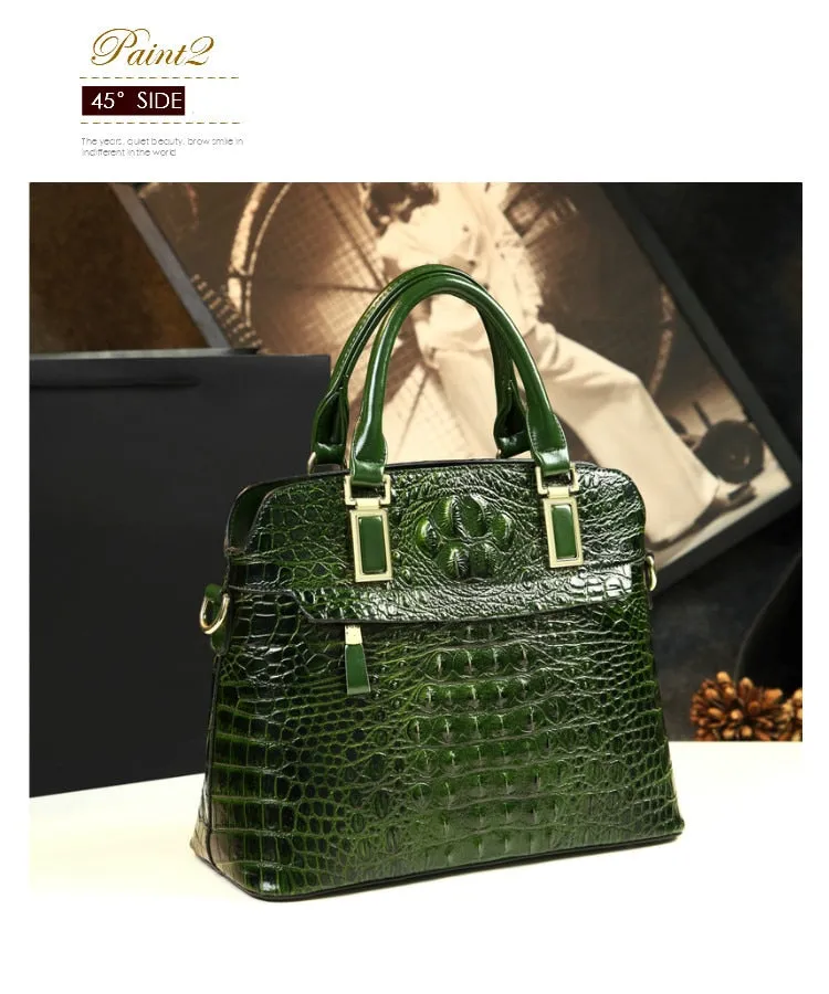 Crocodile Pattern Portable Shoulder Messenger Handbag for Women