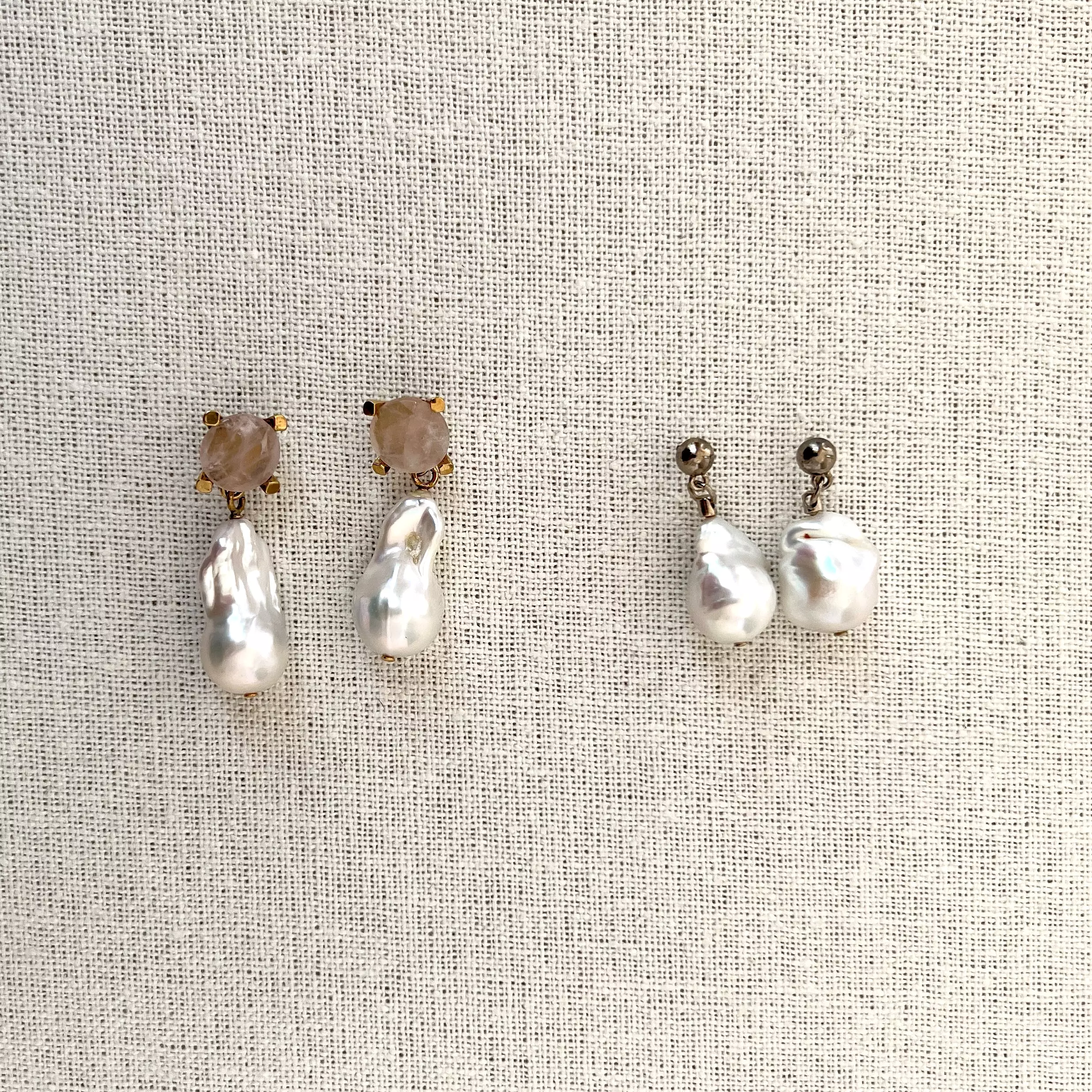 Darcey Quartz Pearl Earrings, Gold