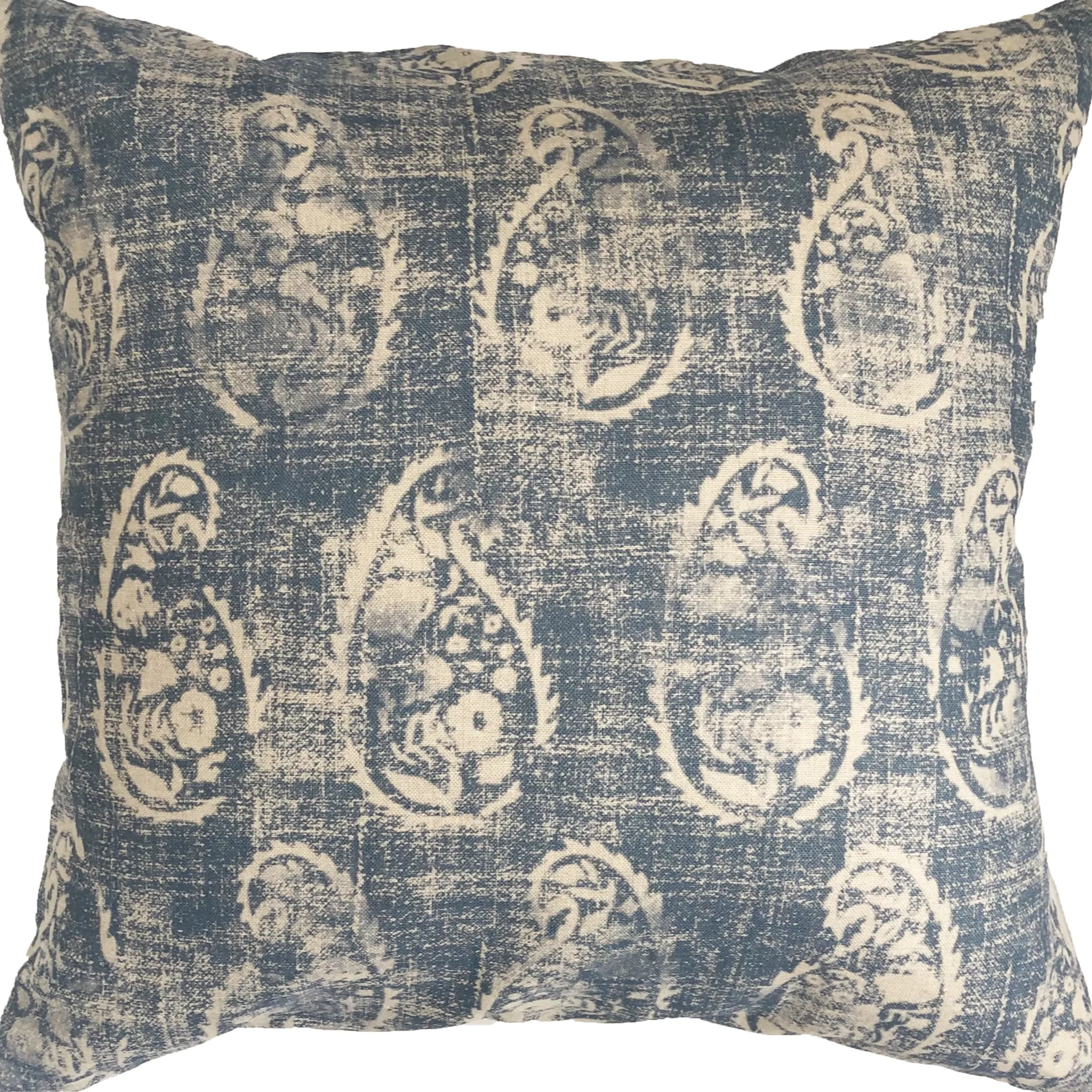 Denim Paisley Throw Pillow