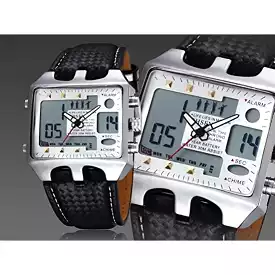 Double Time Big Face Analog Digital Alarm Day Date LED Mens Quartz Sports Watch X796230