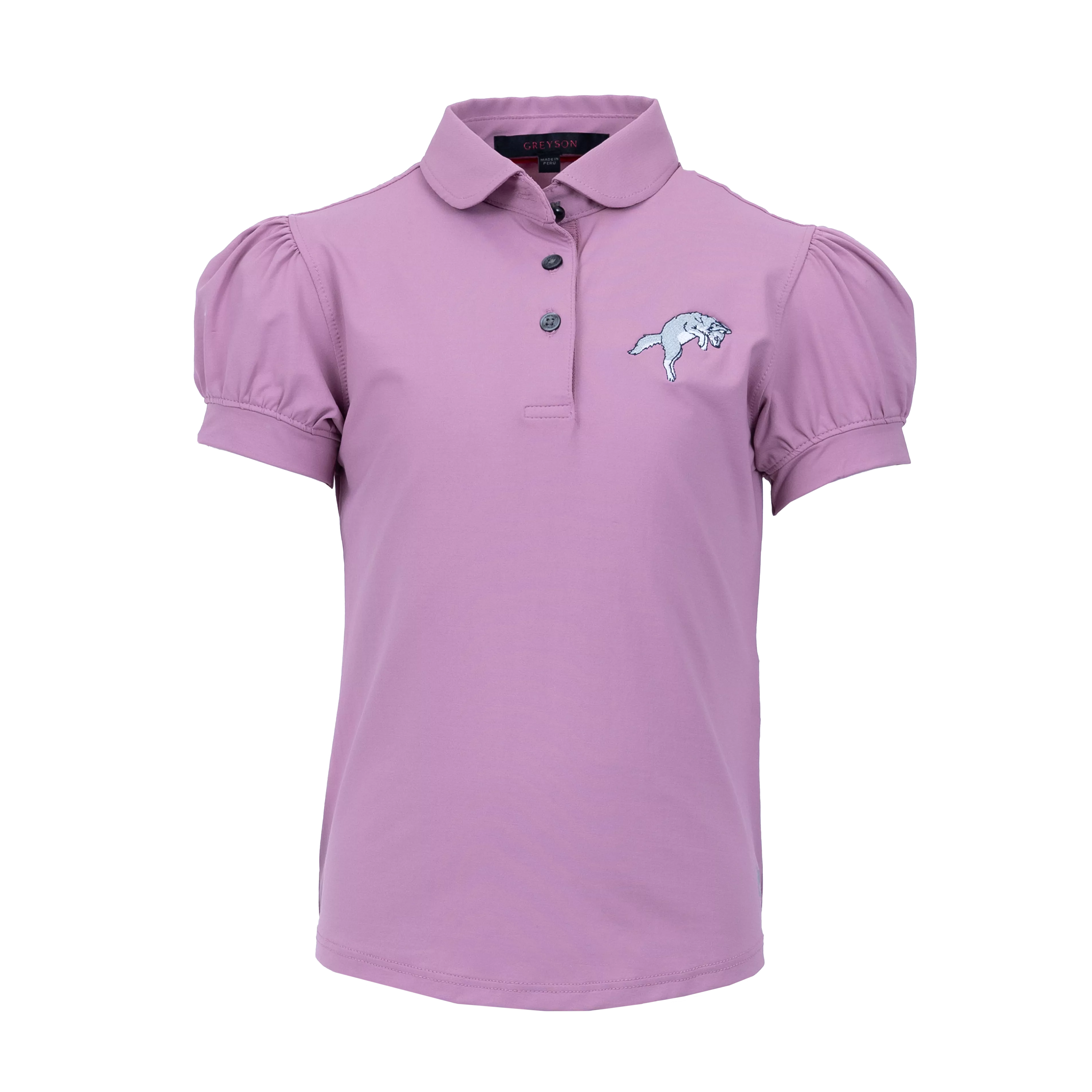 Girl's Pouncing Wolf Scarlett Polo