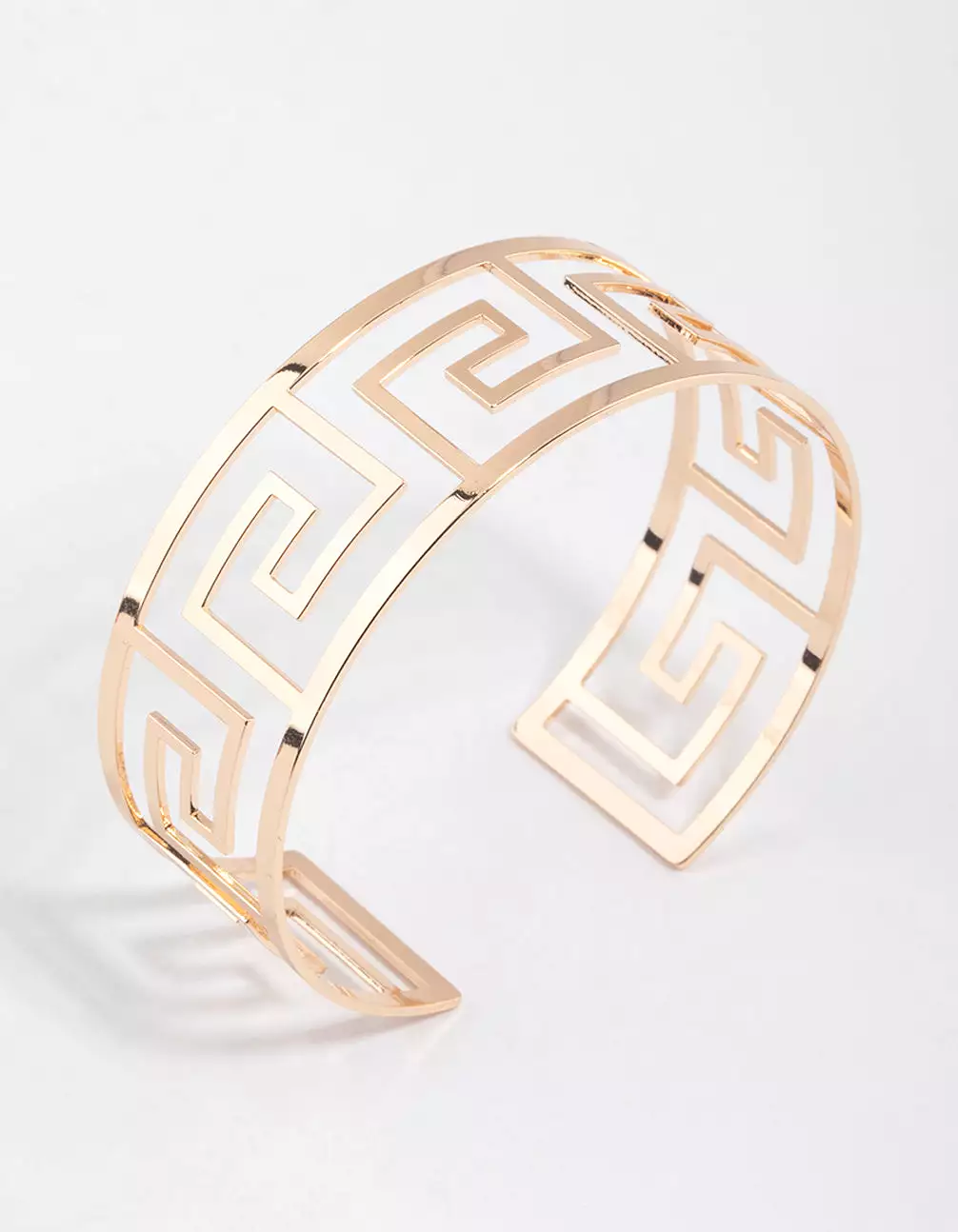 Gold Greek Pattern Cuff Bangle