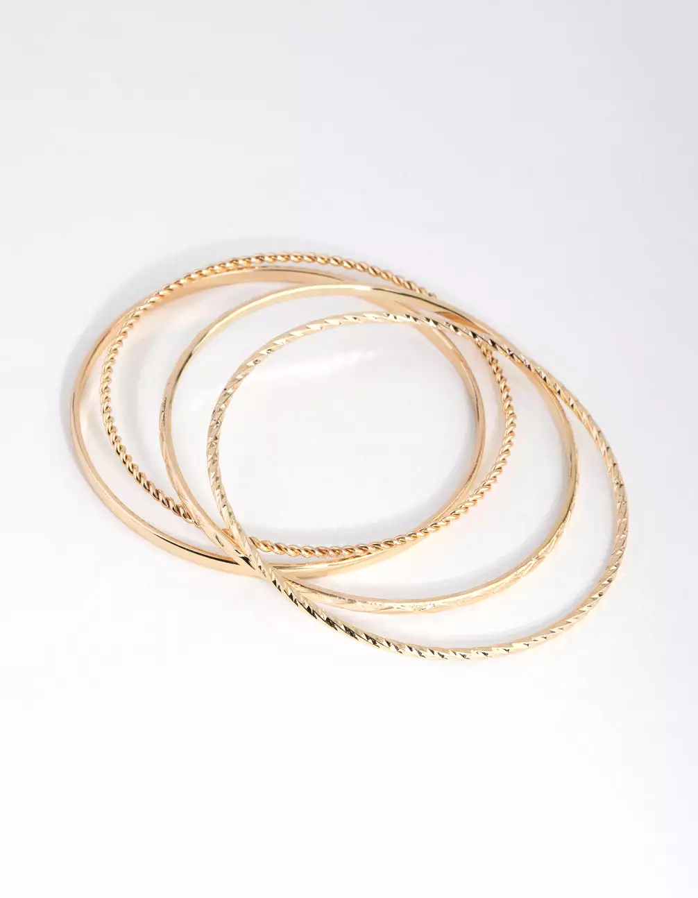 Gold Mix Texture 4-Pack Bangle Bracelets