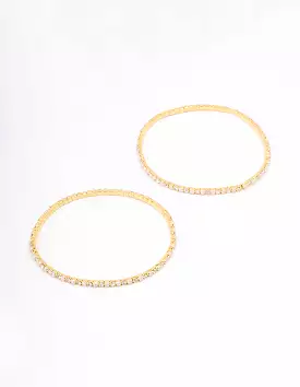 Gold Plated Alternating Mini Cubic Zirconia Pearl Bangle