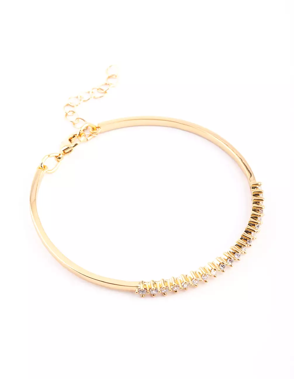 Gold Plated Baguette Bangle with Cubic Zirconia