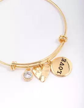 Gold Plated Disc Charm Bangle