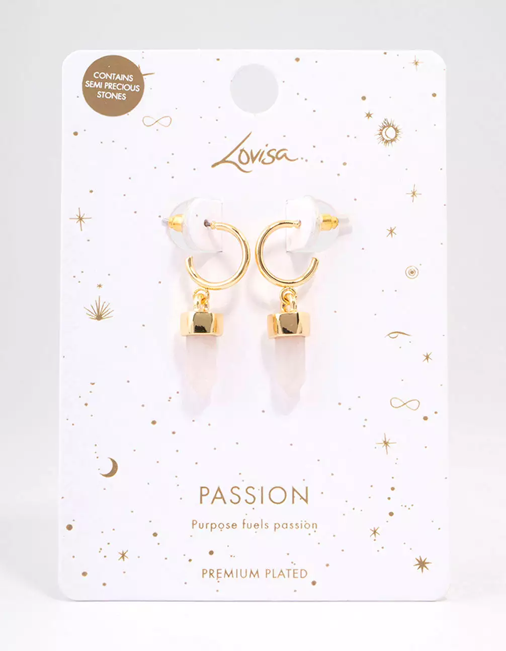 Gold Plated Rose Quartz Drop Earrings