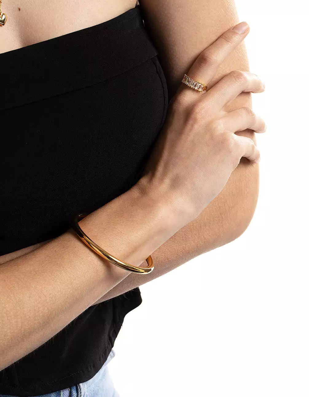 Gold Plated Stainless Steel Statement Round Bangle