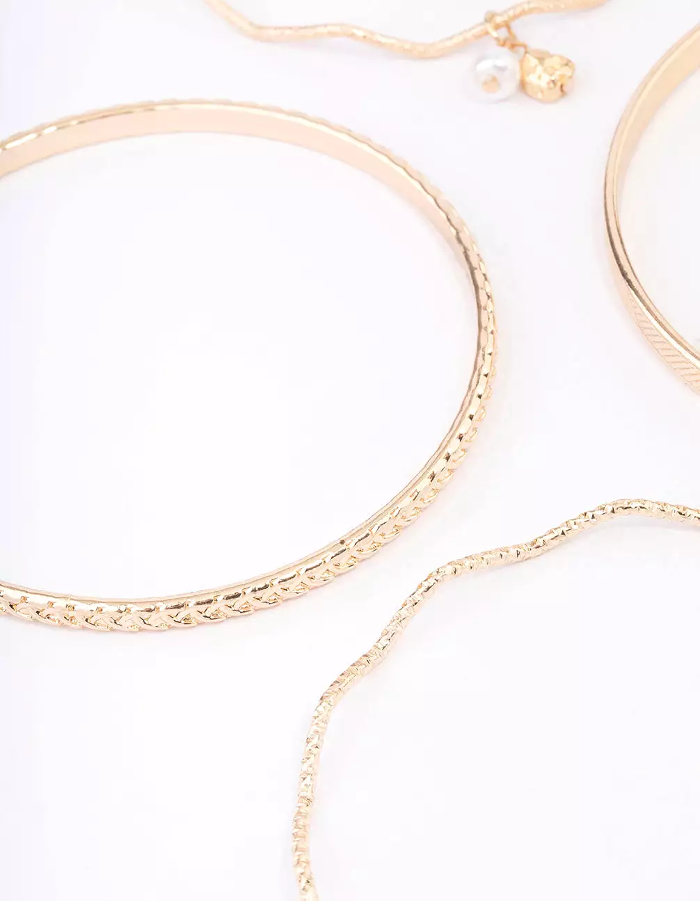 Gold Wavy Bangle 4-Pack