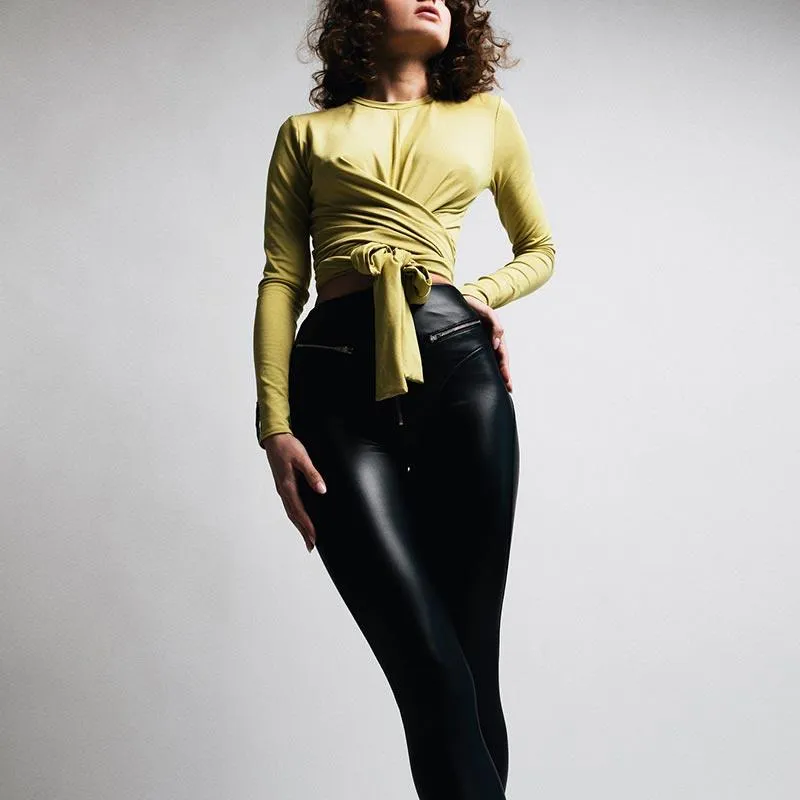 Gothic High-Waisted PU Leather Straight Pants - Perfect for a Bold and Edgy Look