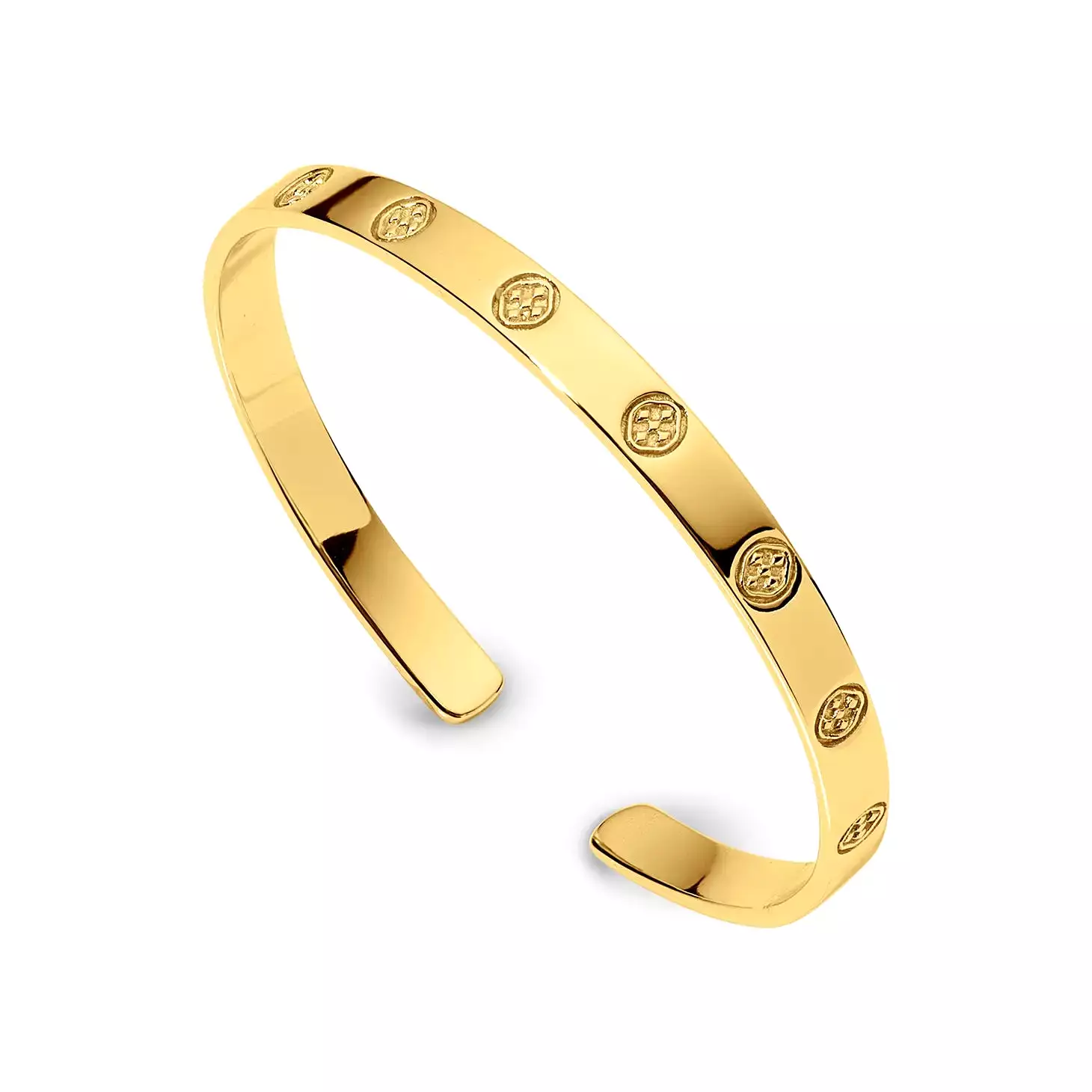 Gracewear Shield Embossed Bangle  - Gold