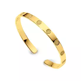 Gracewear Shield Embossed Bangle  - Gold