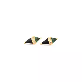 Green Quartz/Onyx & Diamond Pietra Studs