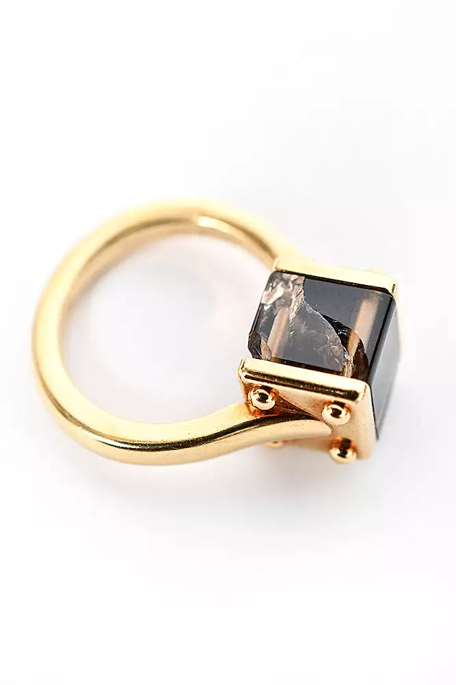 Louis Vuitton 18K Gold Emprise Dark Brown Quartz Ring