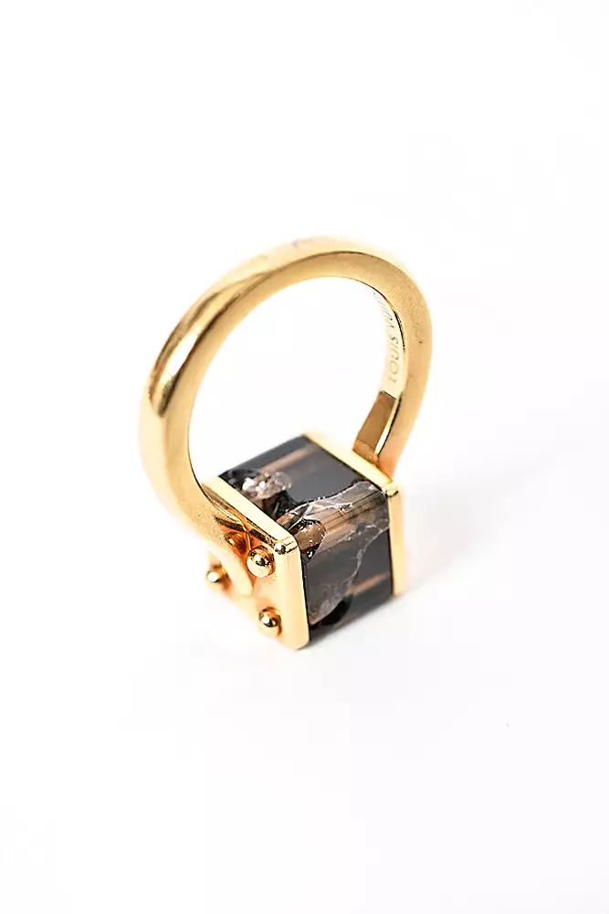 Louis Vuitton 18K Gold Emprise Dark Brown Quartz Ring