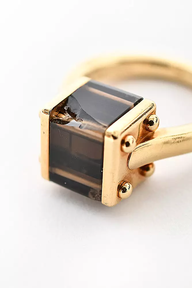 Louis Vuitton 18K Gold Emprise Dark Brown Quartz Ring