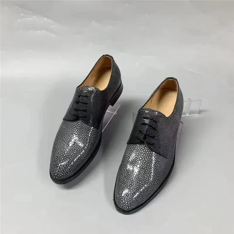 Luxury Genuine Stingray Skin Lace-up Businessmen Formal Dress Shoes