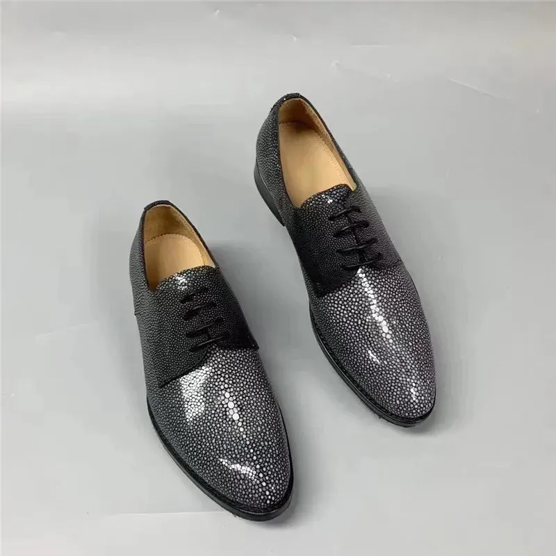 Luxury Genuine Stingray Skin Lace-up Businessmen Formal Dress Shoes