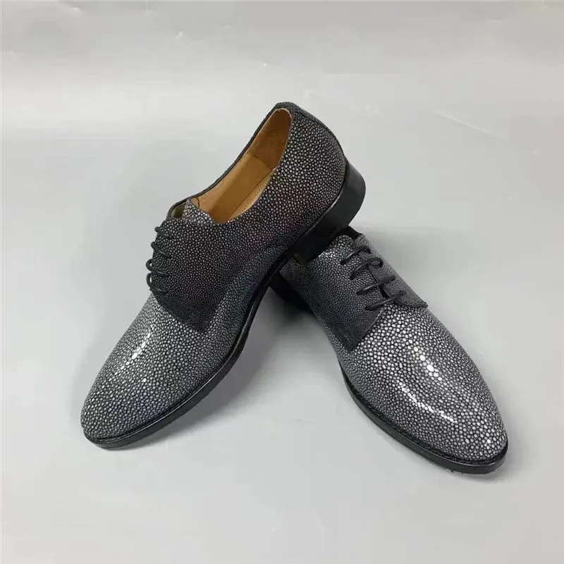 Luxury Genuine Stingray Skin Lace-up Businessmen Formal Dress Shoes