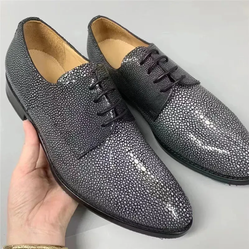 Luxury Genuine Stingray Skin Lace-up Businessmen Formal Dress Shoes