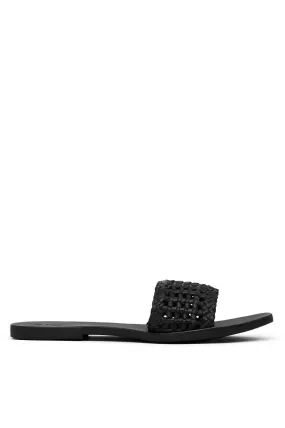 Macrame Mesh Black Slides