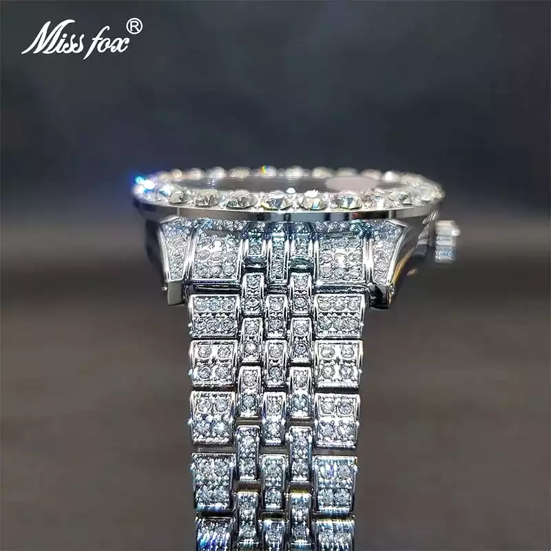 MISSFOX Bling Diamond Quartz Movement Large Women Watch W482432