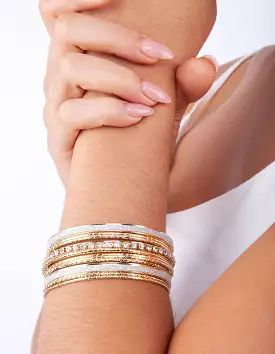 Mixed Gold & Diamante Stackable Bangle 20 Piece Set