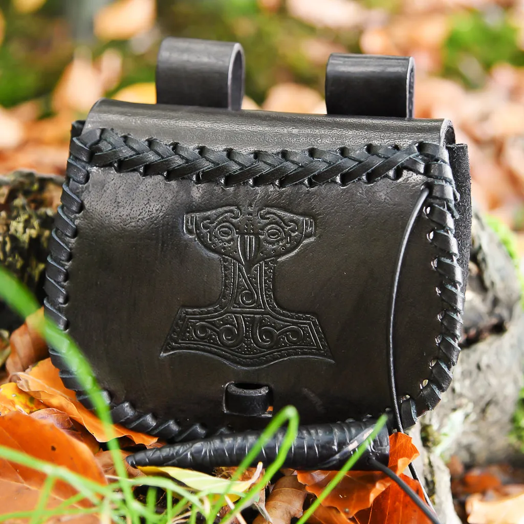 Mjolnir Black Leather Pouch