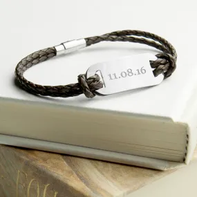 Personalised Men's Statement Leather Bracelet In Brown