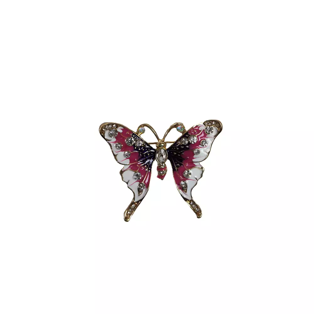 Pink Purple Butterfly Brooch Blazer Shirt Pin