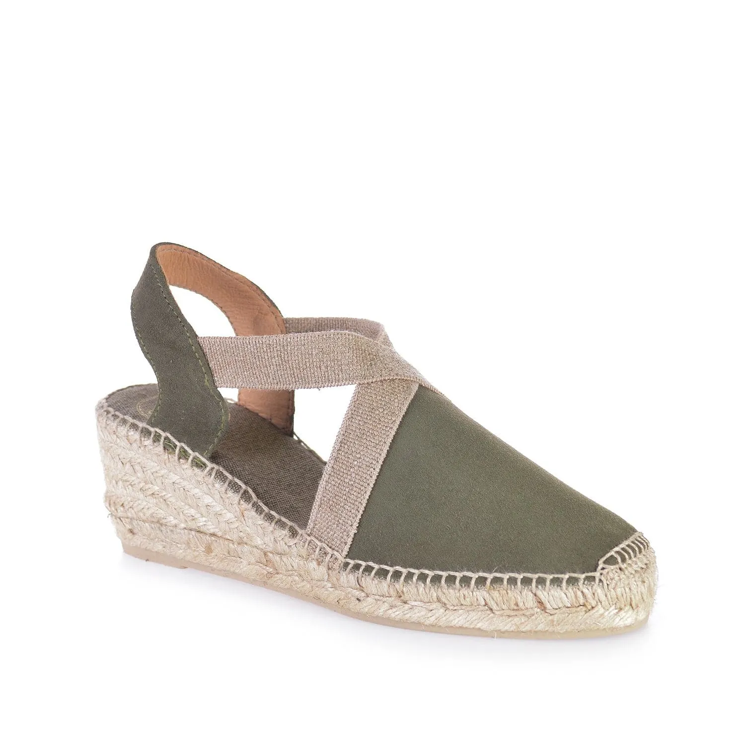 Plain Suede Leather Wedge Espadrille for Women - Tona