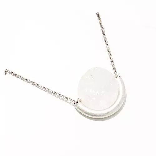 Quartz Sun & Moon Silver Necklace