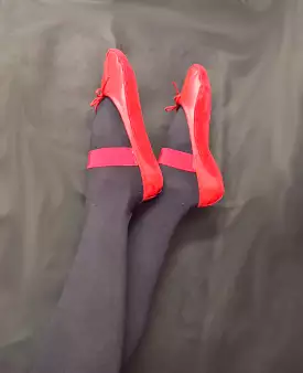 Red Tightrope Shoes Ballet Style