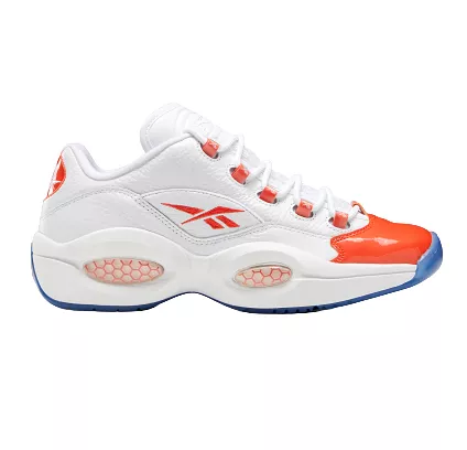 Reebok Men's Question Low Basketball Shoes - White / Vivid Orange / Reebok Ice-A1