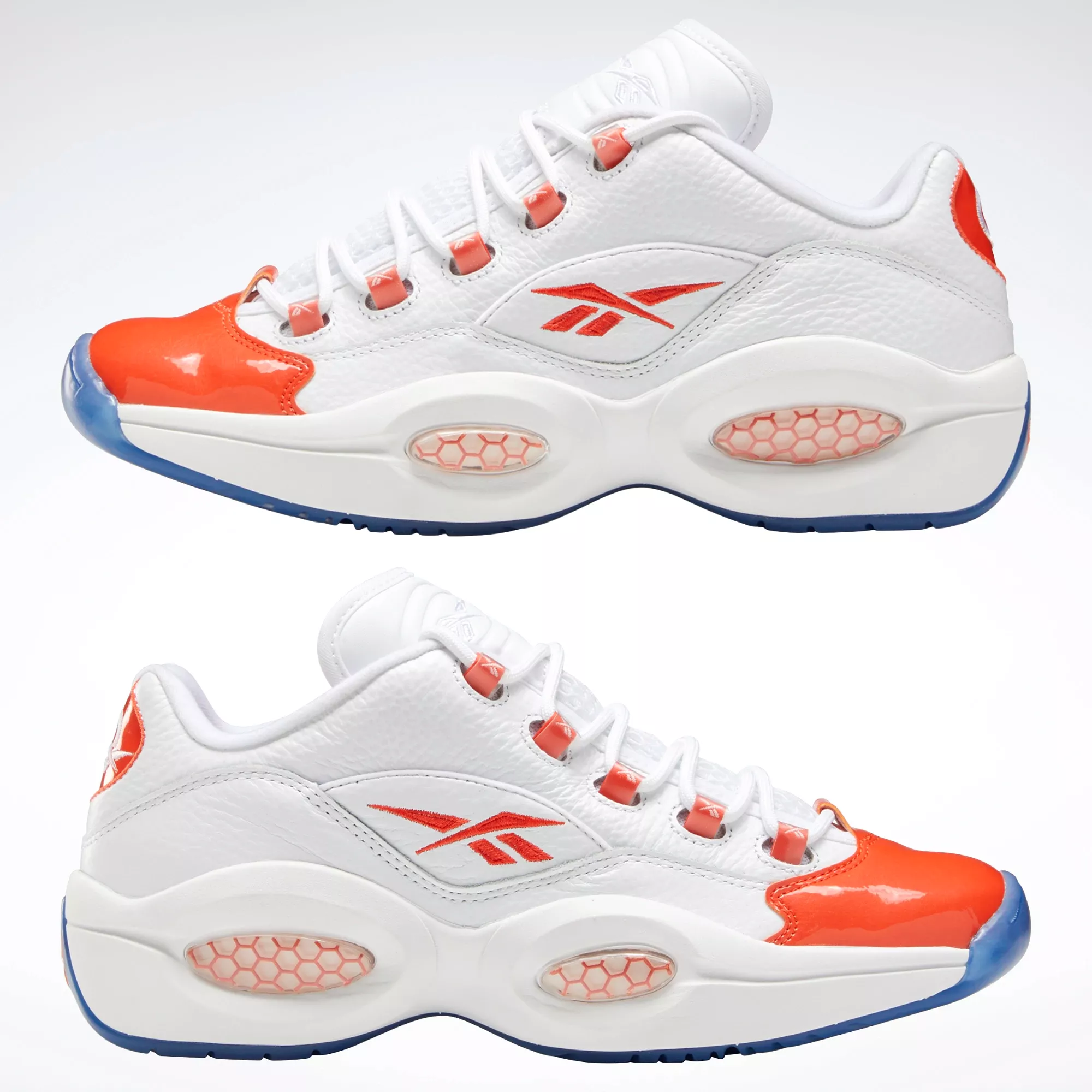 Reebok Men's Question Low Basketball Shoes - White / Vivid Orange / Reebok Ice-A1