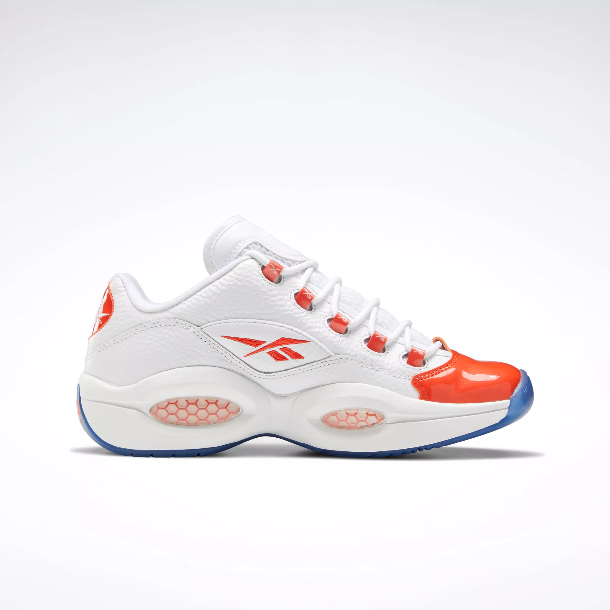 Reebok Men's Question Low Basketball Shoes - White / Vivid Orange / Reebok Ice-A1