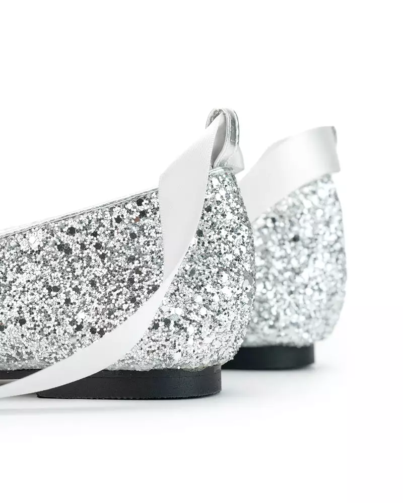 Rhinestone Lace-up Comfort Light Ballet Flats