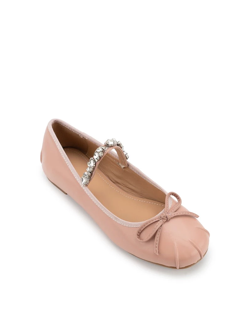 Rhinestone Straps Bowknot Solid  Ballet Flats