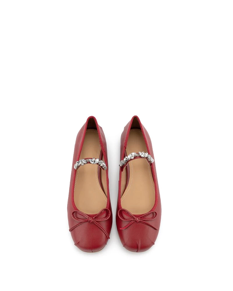 Rhinestone Straps Bowknot Solid  Ballet Flats