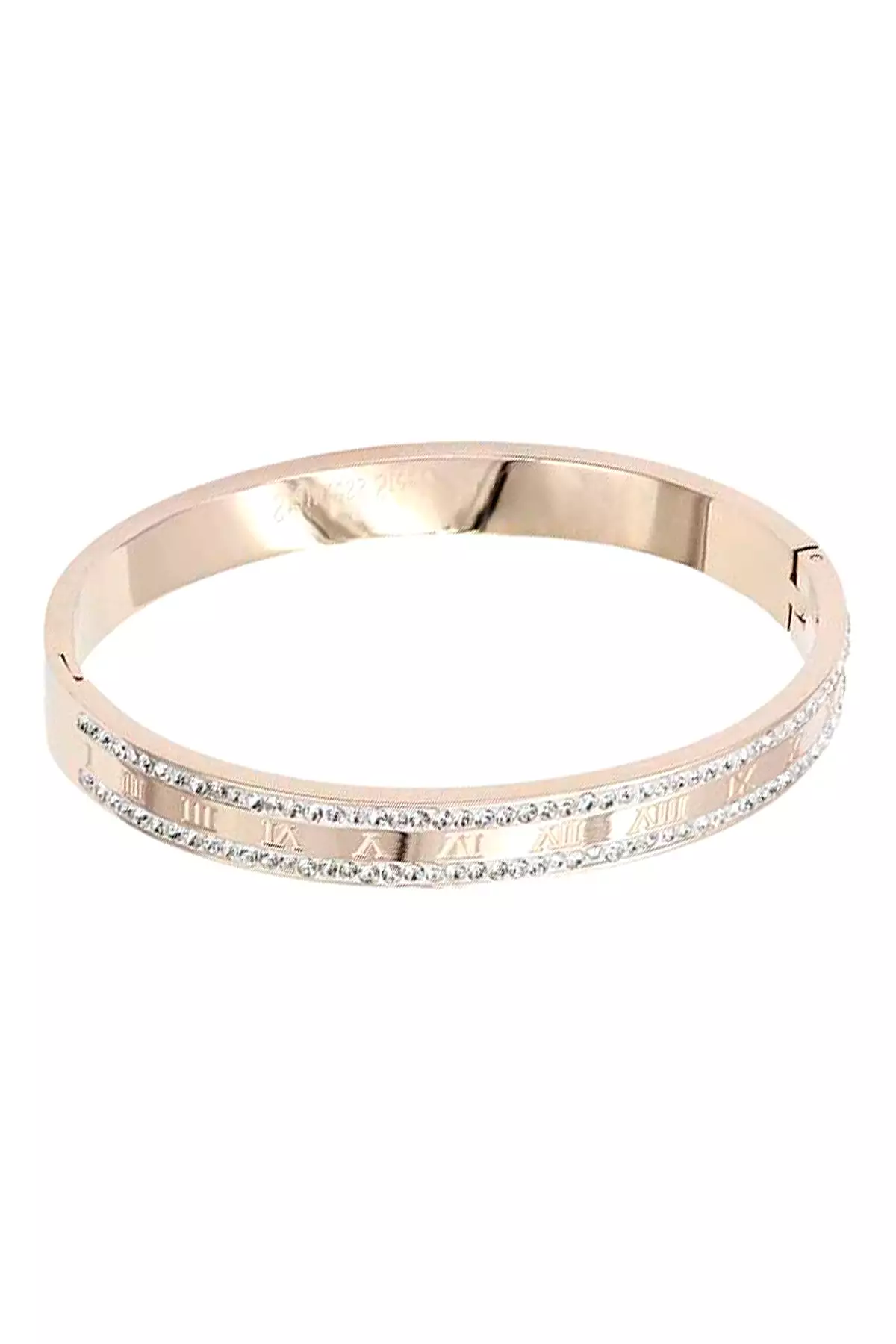 Roman Numerals Crystal Edge Metal Bangle